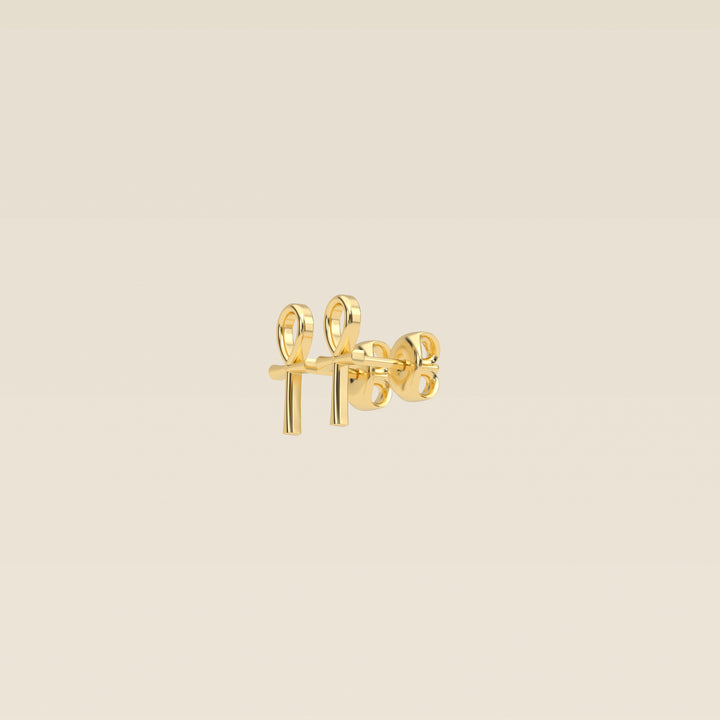 Ankh — Stud Earrings — 18k Yellow Gold