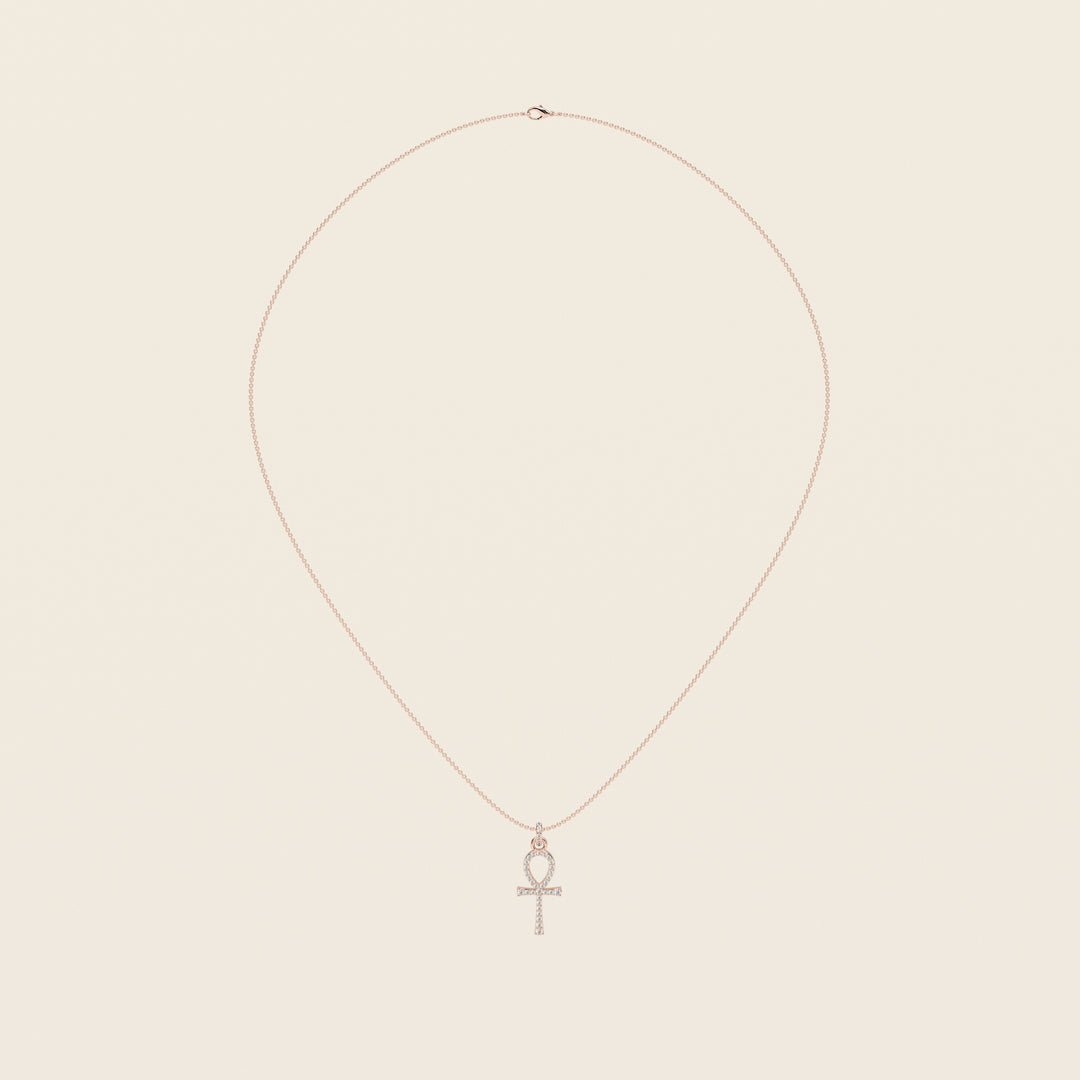 Ankh — Pavé Pendant — Small — 18k Rose Gold