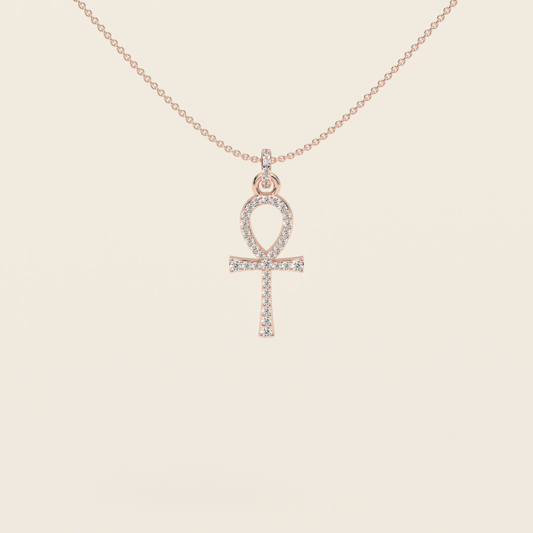 Ankh — Pavé Pendant — Small — 18k Rose Gold