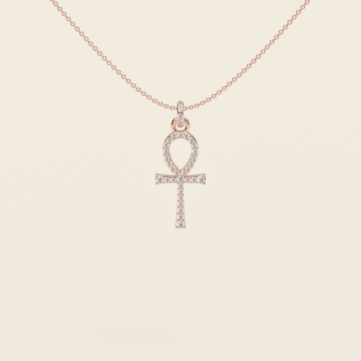 Ankh — Pavé Pendant — Small — 18k Rose Gold