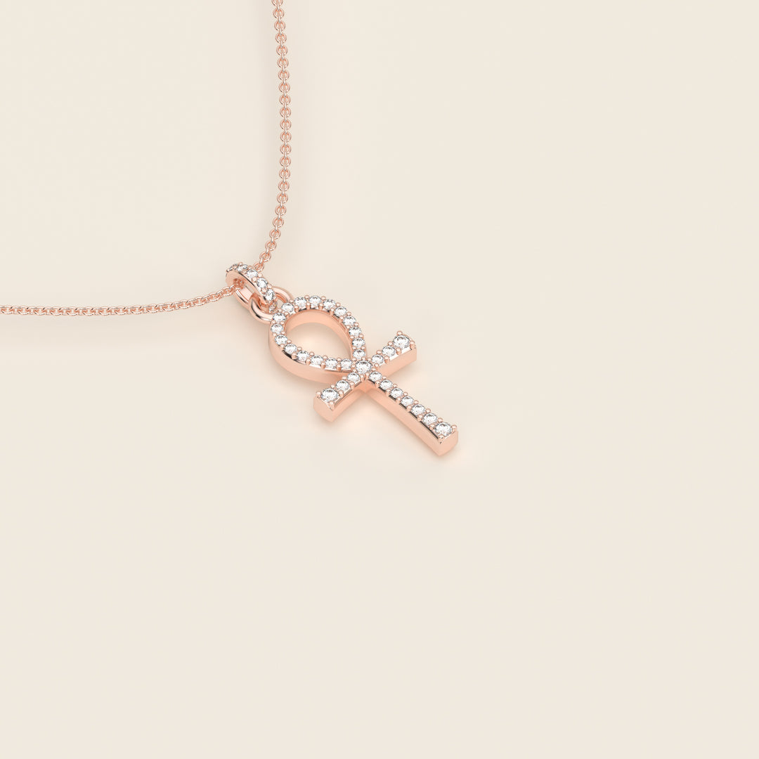 Ankh — Pavé Pendant — Small — 18k Rose Gold