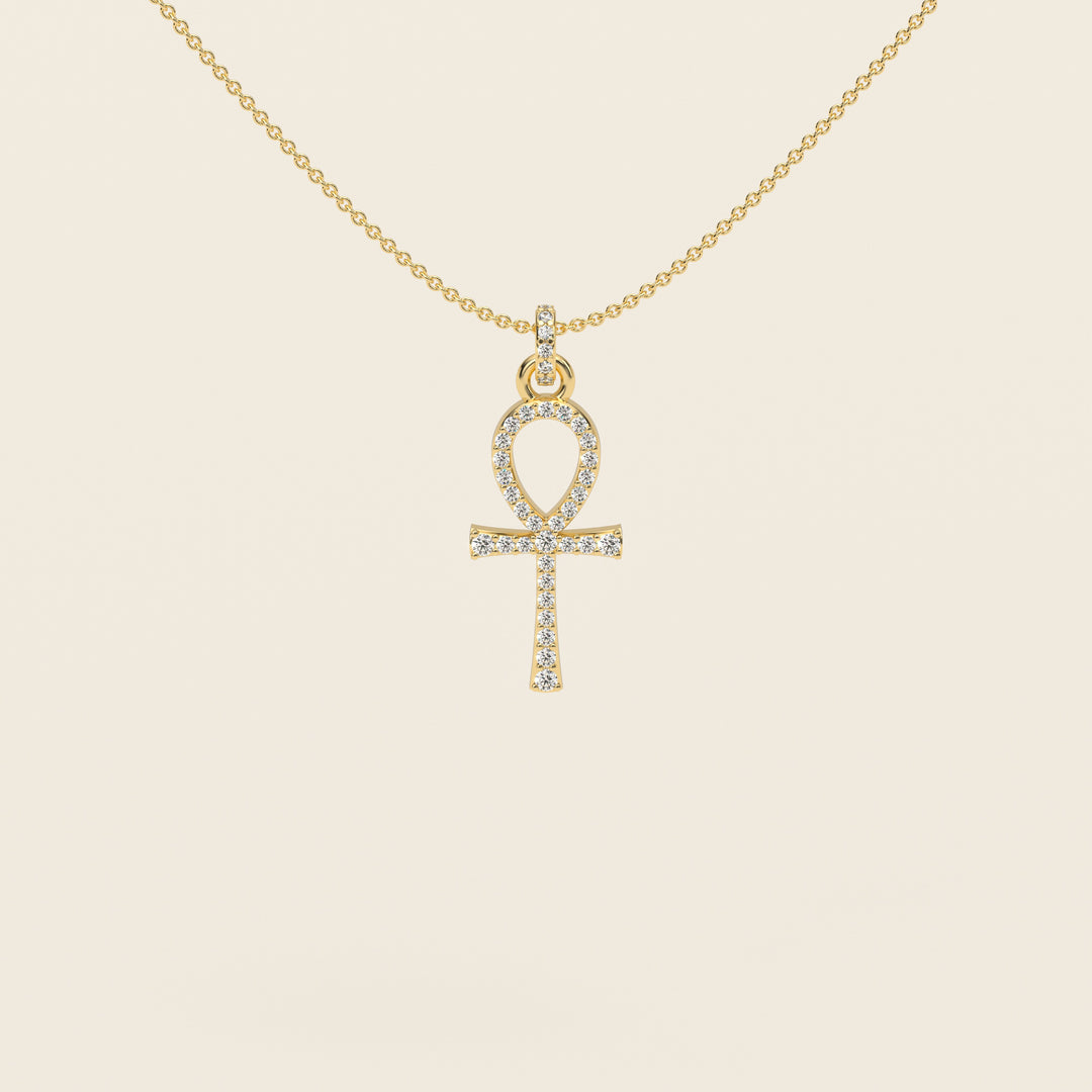 Ankh — Pavé Pendant — Small — 18k Yellow Gold