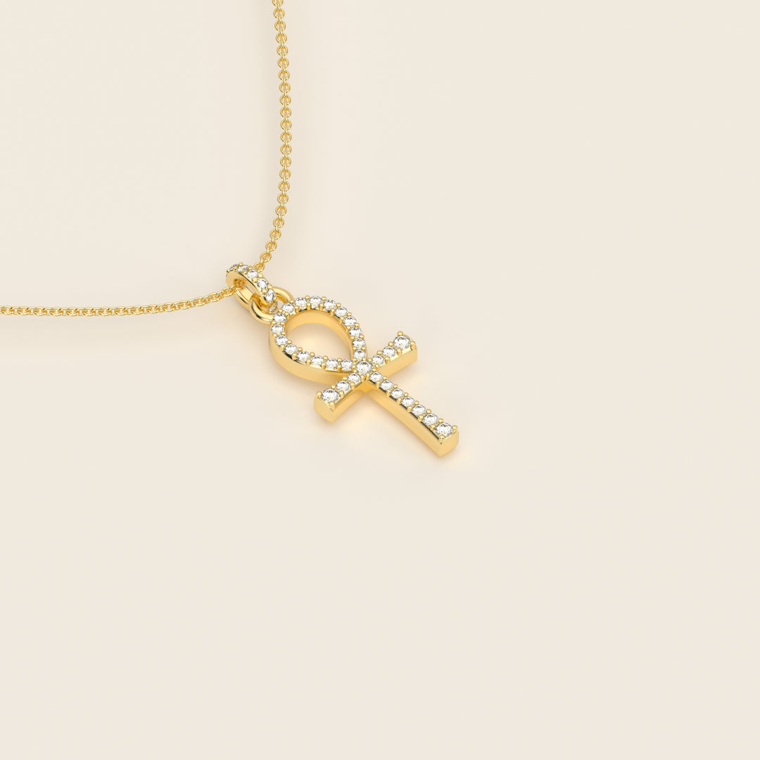 Ankh — Pavé Pendant — Small — 18k Yellow Gold