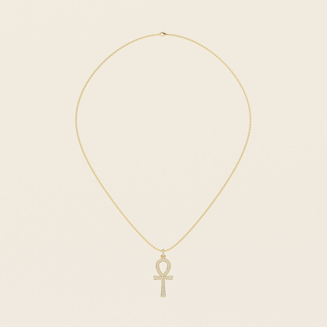 Ankh — Pavé Pendant — Medium — 18k Yellow Gold