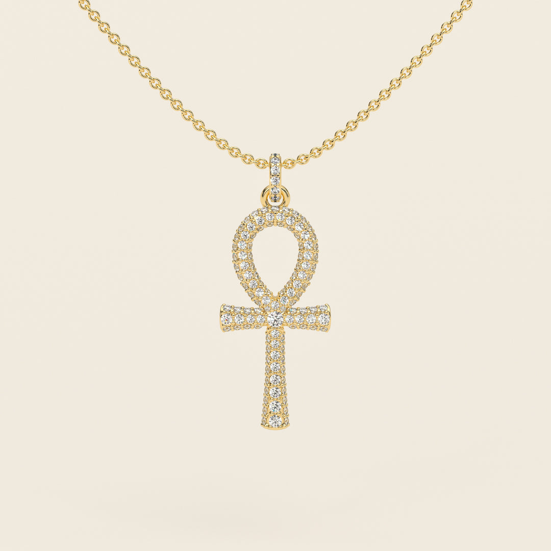 Ankh — Pavé Pendant — Medium — 18k Yellow Gold