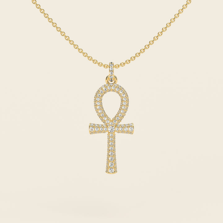 Ankh — Pavé Pendant — Medium — 18k Yellow Gold