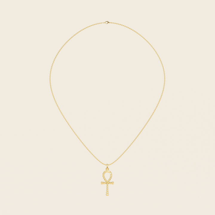 Ankh — Ripple Pendant — Medium — 18k Yellow Gold