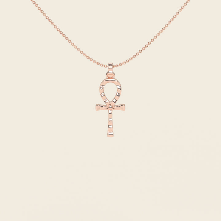 Ankh — Ripple Pendant — Small — 18k Rose Gold