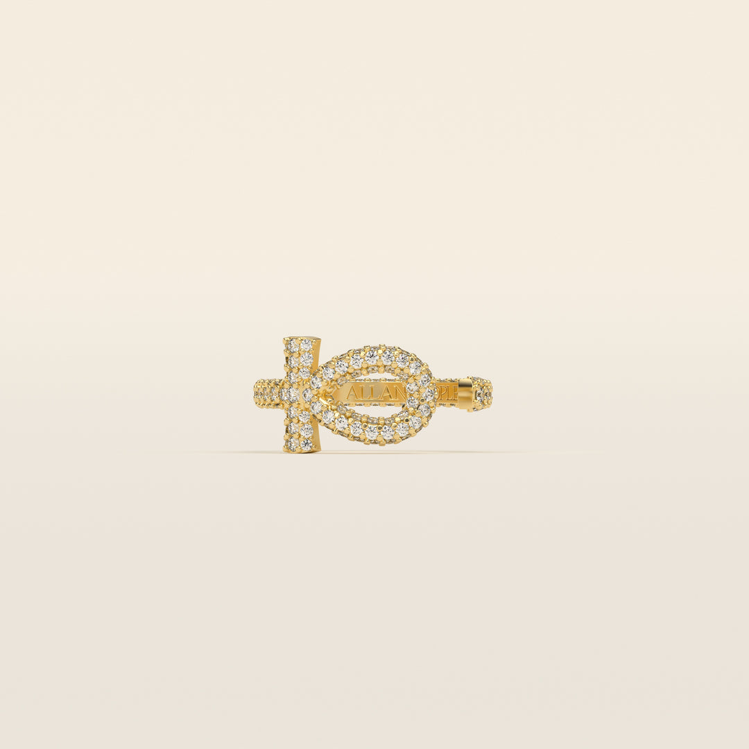 Ankh — Pavé Ring — 18k Yellow Gold