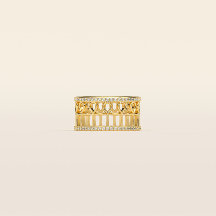 Ankh — Pavé Band — 18k Yellow Gold