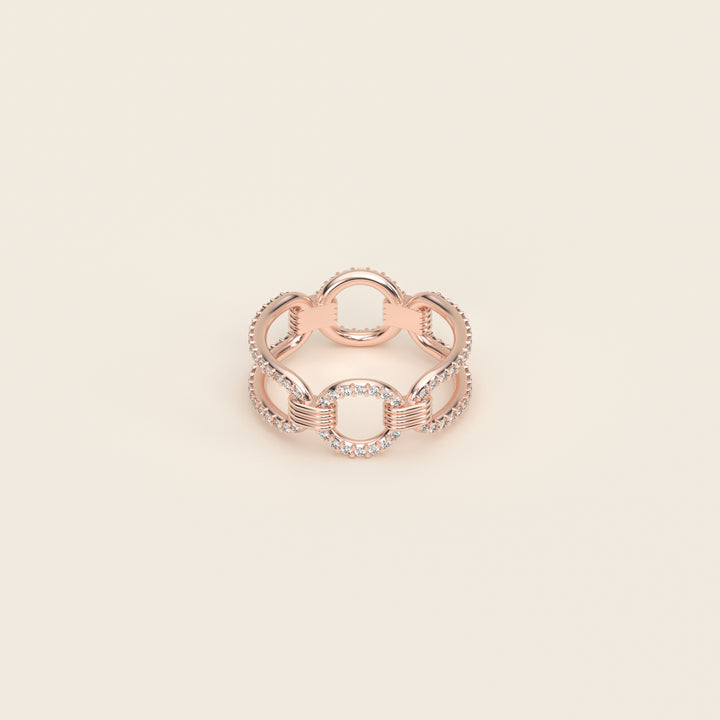 Shen — Ring — Link — Pavé — 18k Rose Gold
