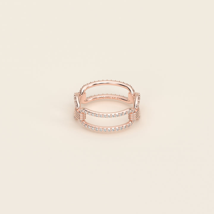 Shen — Ring — Link — Pavé — 18k Rose Gold