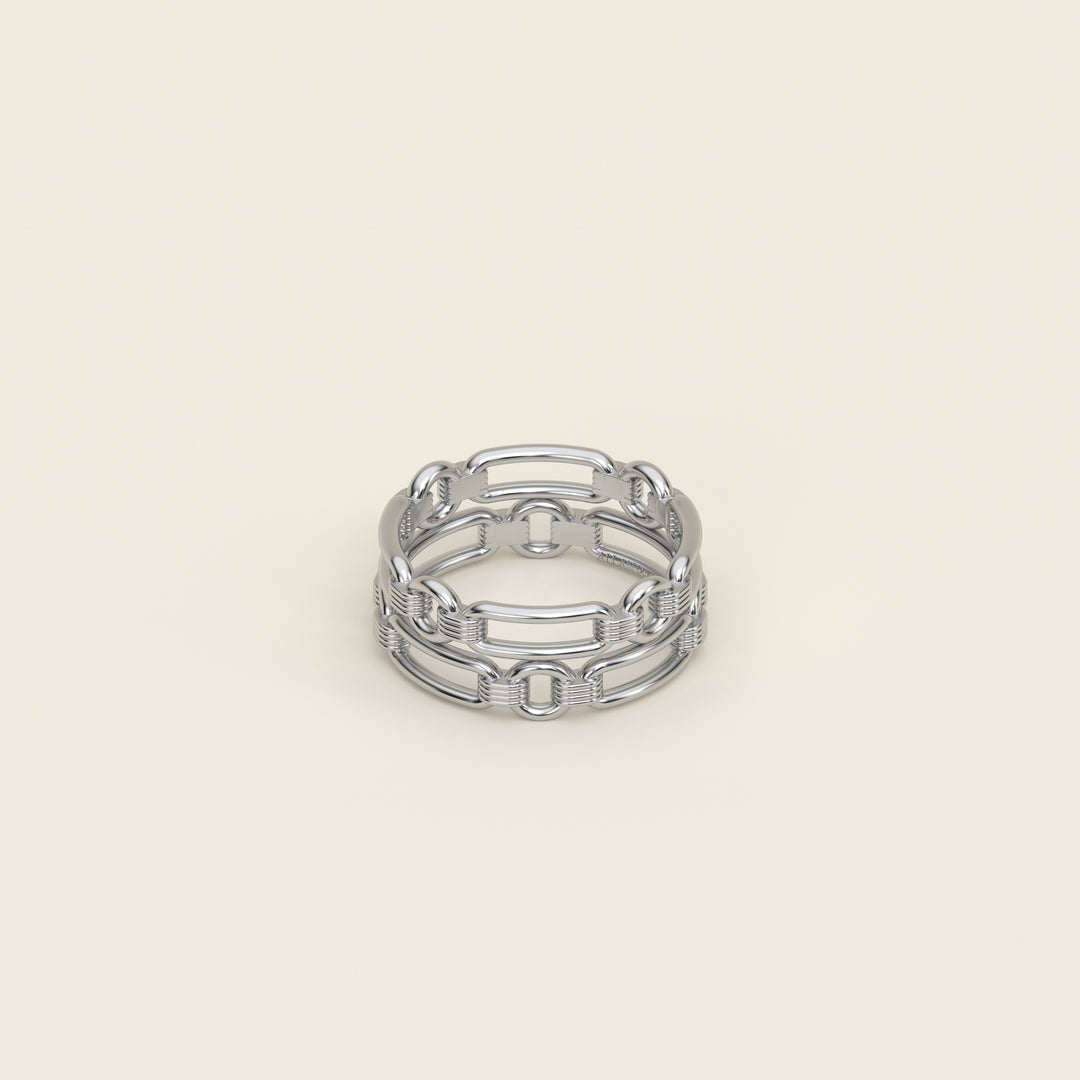 Shen — Ring — Double Link Band — Platinum