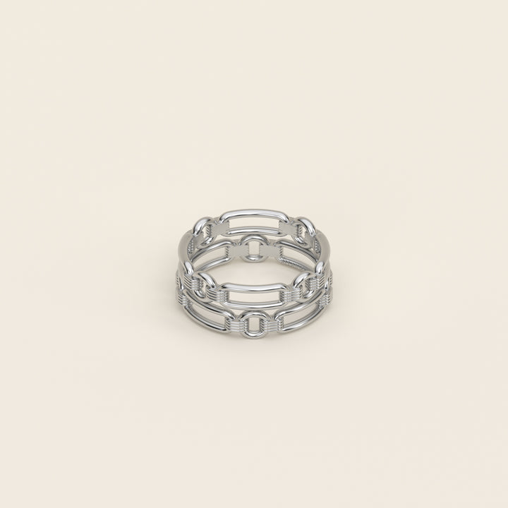 Shen — Ring — Double Link Band — Platinum