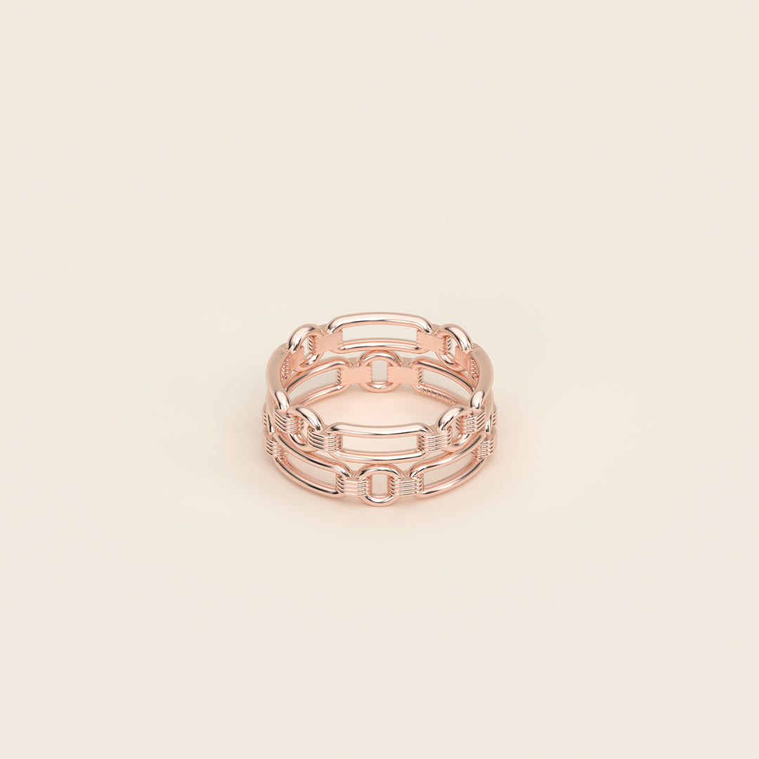 Shen — Ring — Double Link Band — 18k Rose Gold