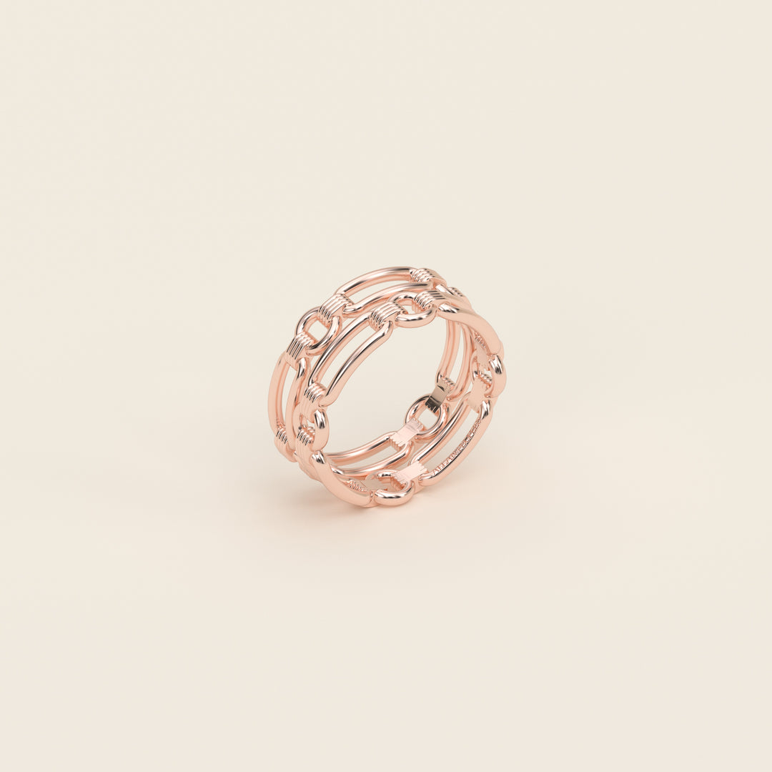 Shen — Ring — Double Link Band — 18k Rose Gold
