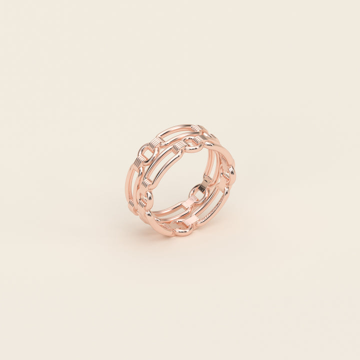 Shen — Ring — Double Link Band — 18k Rose Gold