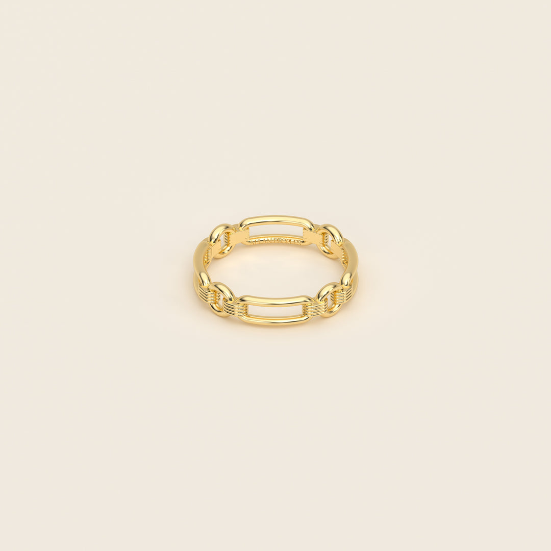 Shen — Ring — Single Link Band — 18k Yellow Gold