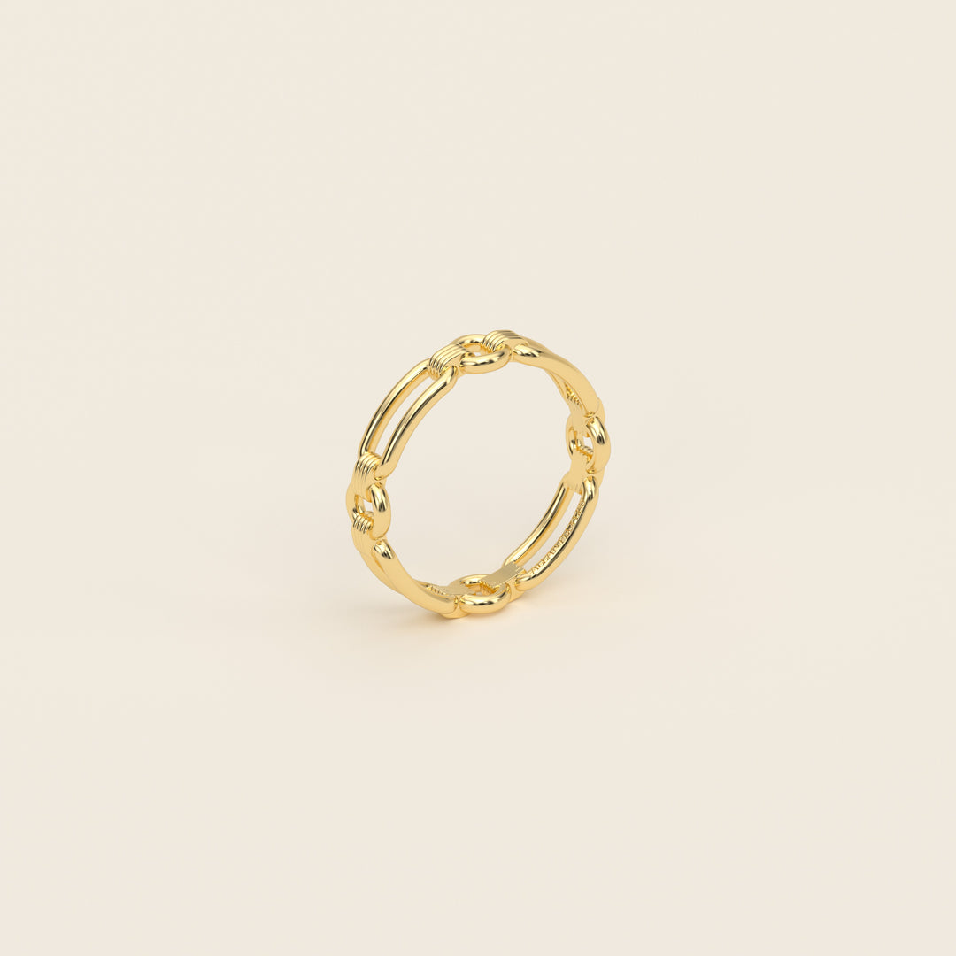 Shen — Ring — Single Link Band — 18k Yellow Gold