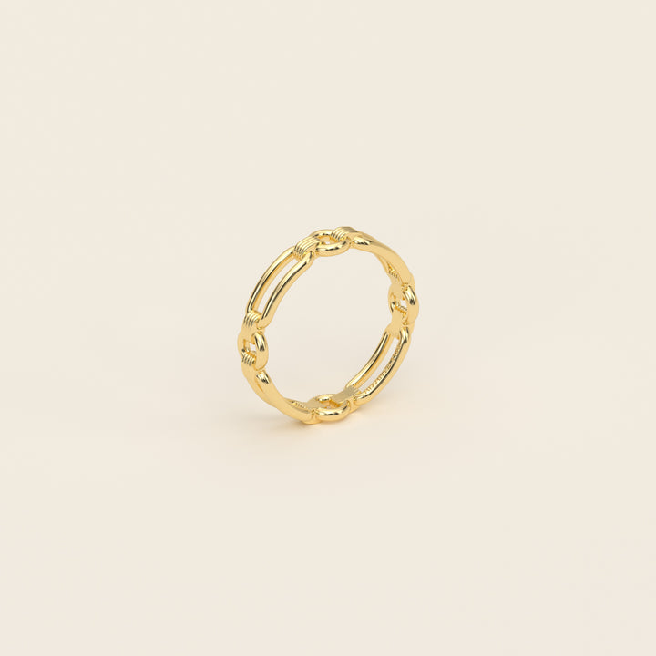Shen — Ring — Single Link Band — 18k Yellow Gold