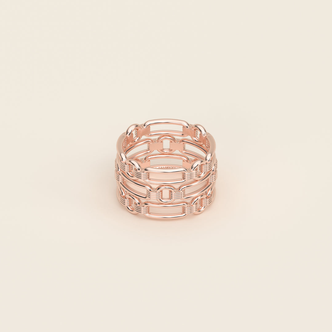 Shen — Ring — Triple Link Band — 18k Rose Gold