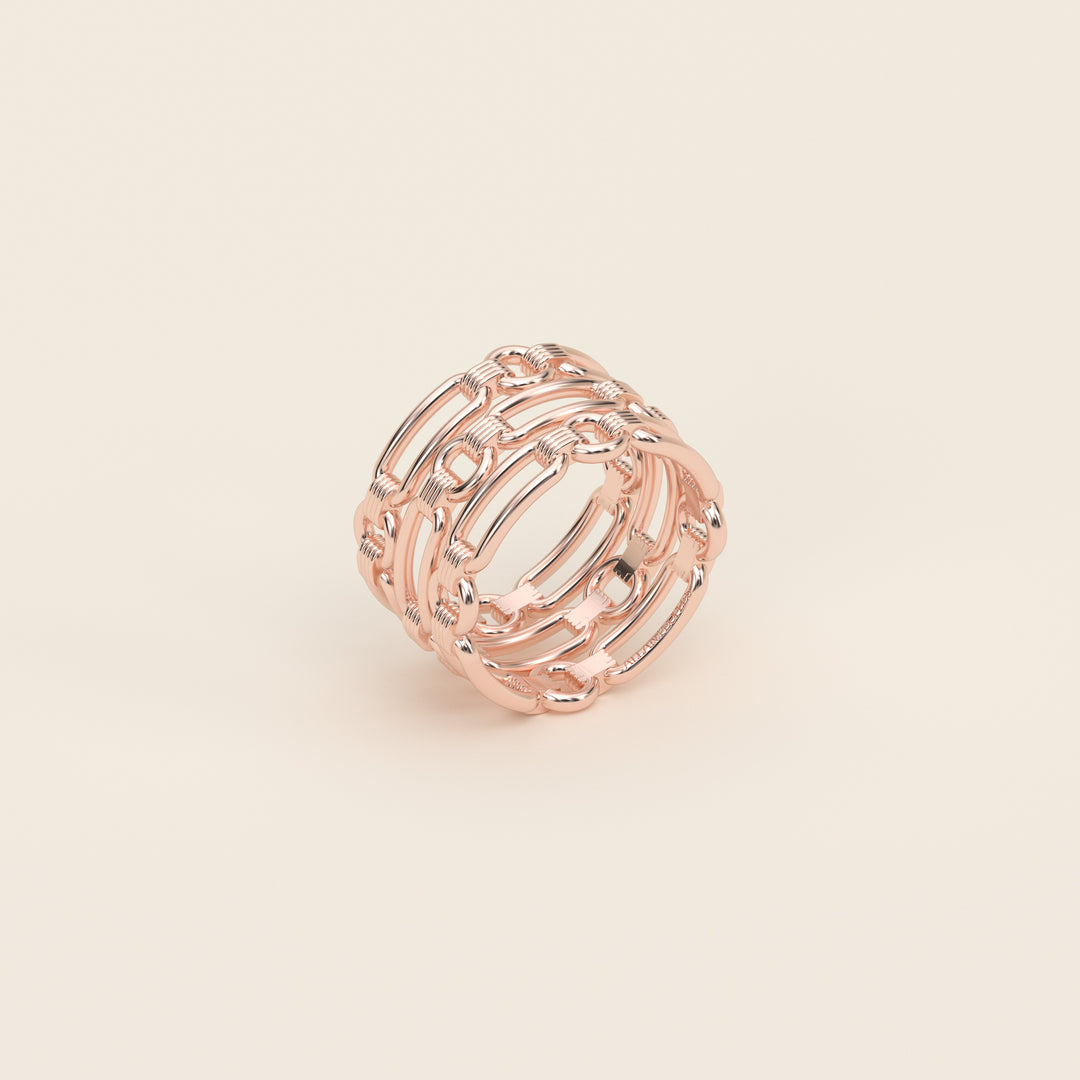 Shen — Ring — Triple Link Band — 18k Rose Gold