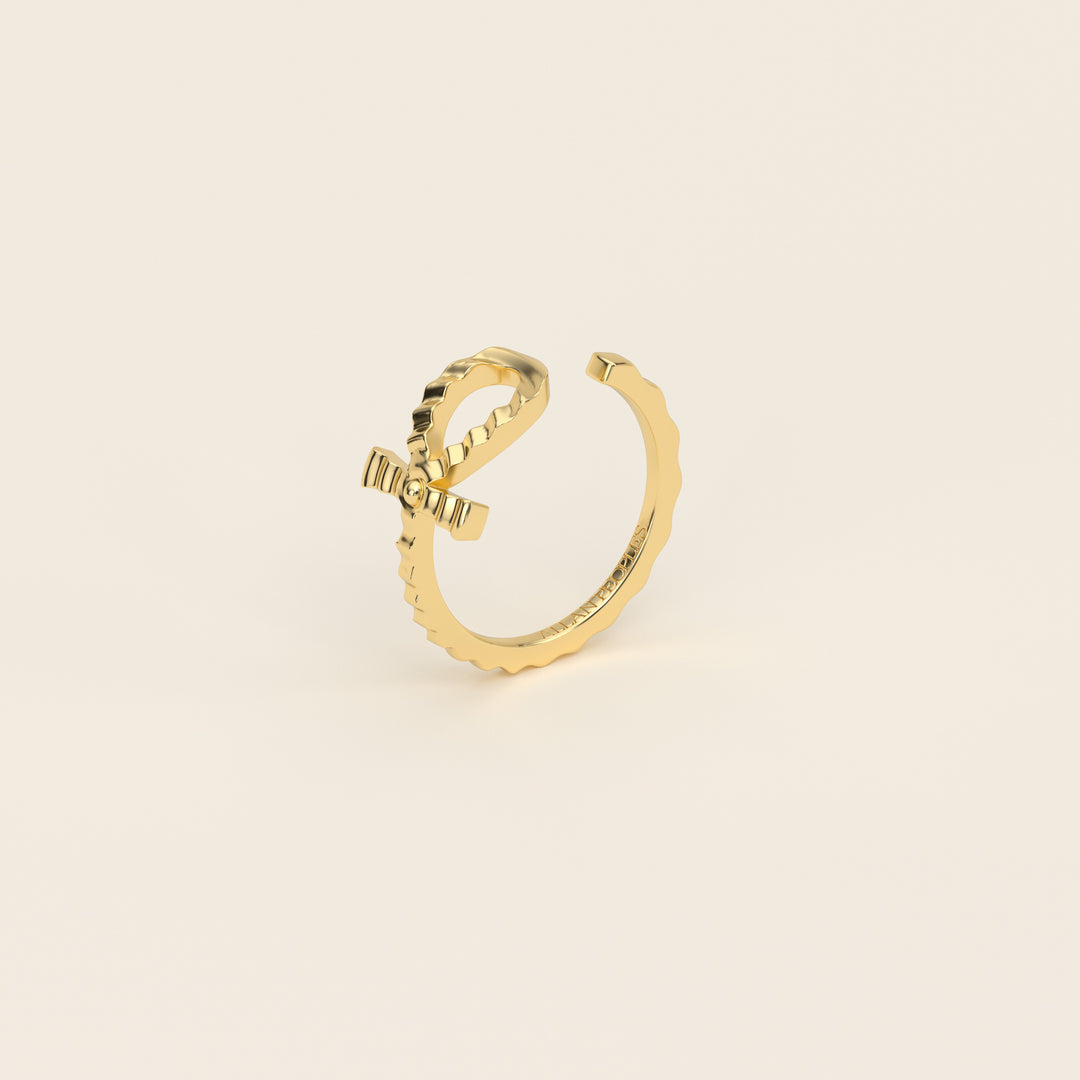 Ankh — Ripple Ring — 18k Yellow Gold