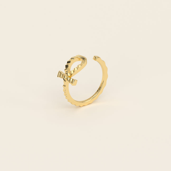 Ankh — Ripple Ring — 18k Yellow Gold