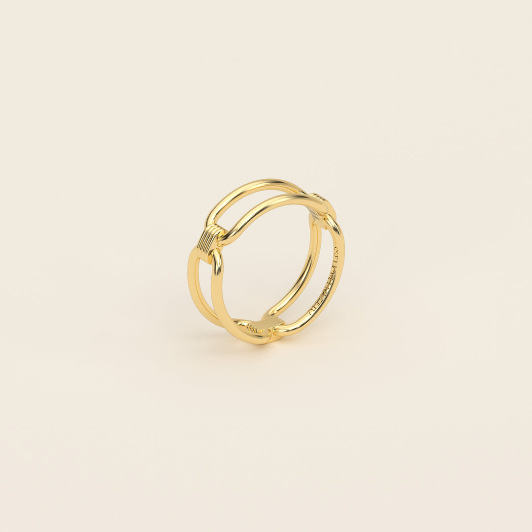 Shen — Ring — Cartouche Band — 18k Yellow Gold